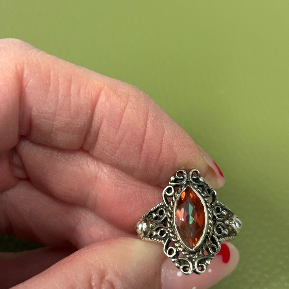 Elegant Silver and Rainbow Topaz Ring